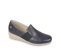 Valleverde VS10334 Nappa Blu Mocassini con Zeppa per Donna in Pelle Traforata Zeppa Media (Taglia 36)