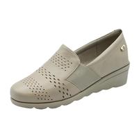 Valleverde VS10334 Nappa Crema Mocassini con Zeppa per Donna in Pelle Traforata Zeppa Media (Taglia 39)