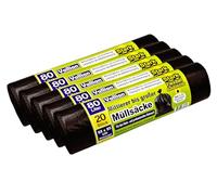 Vallian - Sacchi della spazzatura 80 litri - Dimensioni 65 x 80 cm - 20 sacchetti per rotolo - Resistente agli strappi, forte e flessibile - Confezione da 5 rotoli (100 sacchetti)