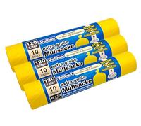 Vallian - Sacchi della spazzatura gialli extra grandi 120 litri - Dimensioni 80 x 110 cm - 10 sacchetti per rotolo - Resistente agli strappi, forte e flessibile - Confezione da 3 rotoli (30 sacchetti