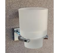 Vallona Porta Spazzolini Con Supporto da Parete Vetro Latteo Cromato OBI