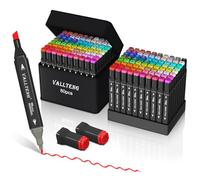 Vallteng Pennarelli ad Alcool 80 Colori,Pennarelli da Disegno Doppia-Punta Pennello e Punta Chisel, Adatti per Sketch, Colorare, Illustrazioni, Disegnare, Anime,Fornito Con Borsa e Supporto