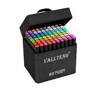 Vallteng Pennarelli ad Alcool da 80 Colori, Pennarelli da Disegno a Punta Doppia Pennarelli Artistici con Punta in Feltro Penne per Vernice per Adulti Bambini Colorazione Pittura Disegno Scrittura