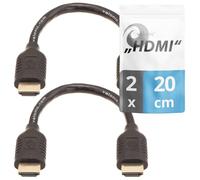 valonic cavo hdmi corto, 20 cm - 2-pack - HDR, ARC, High Speed 4k Ultra HD - per TV, PC, PS5, Monitor - maschio maschio, nero, 0,2m