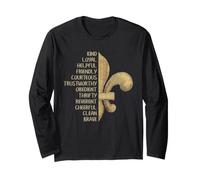 Valori Scout Fleur De Lys Simbolo Troop Motto WordsBrave Maglia a Manica