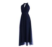 VALORIALUXE Abito Lungo da Cerimonia Donna in Tulle con Cut-out Frontale e Spalline - Made in Italy Yes (IT, Testo, XXL, 3XL, Regular, Regular, Vecchio Blu)