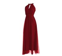 VALORIALUXE Abito Lungo da Cerimonia Donna in Tulle con Cut-out Frontale e Spalline - Made in Italy Yes (IT, Testo, S, M, Regular, Regular, Rosso Profondo)