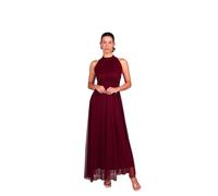 VALORIALUXE Abito Lungo Elegante Donna con Stola Coordinata - Collo Alto Senza Maniche, Linea Fluida in Tulle - Vestito da Cerimonia Made in Italy (IT, Testo, S, M, Regular, Regular, Rosso Profondo)