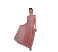 VALORIALUXE Abito Lungo Elegante Donna con Stola Coordinata - Collo Alto Senza Maniche, Linea Fluida in Tulle - Vestito da Cerimonia Made in Italy (IT, Testo, L, XL, Regular, Regular, Rosa Antica)