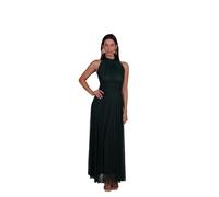 VALORIALUXE Abito Lungo Elegante Donna con Stola Coordinata - Collo Alto Senza Maniche, Linea Fluida in Tulle - Vestito da Cerimonia Made in Italy (IT, Testo, S, M, Regular, Regular, Verde Bosco)