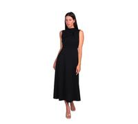 VALORIALUXE Vestito Midi Donna Elegante con Nodo al Collo - Perfetto per Matrimonio, Festa, Cerimonia, Ufficio e Uso Quotidiano (IT, Testo, S, M, Regular, Regular, Nodo Nero)