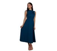 VALORIALUXE Vestito Midi Donna Elegante con Nodo al Collo - Perfetto per Matrimonio, Festa, Cerimonia, Ufficio e Uso Quotidiano (IT, Testo, S, M, Regular, Regular, Nodo Petrolio)