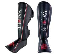 Valour Strike Parastinchi per kickboxing, muay thai, MMA, karate, arti marziali, taekwondo o kick boxing, protezioni per gambe, piedi e collo del piede, equipaggiamento protettivo (nero, M)