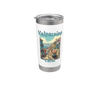Valparaiso Cile Vintage Costiera Viaggio Vacanza Vacanza Bicchiere termico in acciaio inox doppia parete