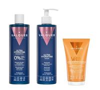 VALQUER Kit Idratante Capelli Secchi | 400 + 275 + 150 ml | Routine completa per capelli secchi | Shampoo, maschera e balsamo | Con soia, mirtillo e cheratina vegetale | Vegano
