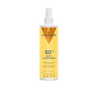 VALQUER Spray Solare Corpo SPF 50 | 300 ml | Protezione alta UVA e UVB | Resistente all'acqua | Profumo di cocco e monoi | Vegano