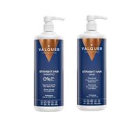 VALQUER Zero Straight Hair Kit | Shampoo 1 L + Maschera 975 ml | Ripara e disciplina i capelli | Con cotone, mirtillo e vitamina E | Formula Zero vegana