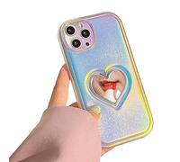 VALRION Compatibile con iPhone 14 Pro Max Laser Case Love Heart Makeup Mirror Case per donne ragazze glitter design olografico scintillante custodia di lusso sottile morbida paraurti antiurto