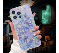 VALRION Compatibile con iPhone 15 Pro Max Custodia con fiore dipinto a olio che si illumina al buioLiquido fluorescente cascata floreale custodia da donna ragazza che si illumina custodia morbida in