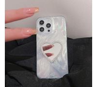 VALRION Compatibile con iPhone 15 Pro Max Diamond Mirror Case Bling Love Heart Makeup Mirror Cover con lusso Glitter Crystal Strass Girly Donne Ragazze Antiurto Laser Cover per telefono, Argento