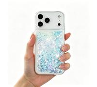 VALRION Compatibile con iPhone 17 Pro Max Bling Case Glow in the Dark Sparkle fluendo Quicksand Light up case donne ragazze girly morbido TPU bumper antiurto traslucido cover per telefono, blu