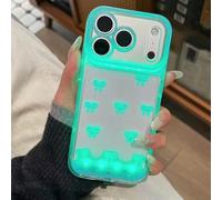 VALRION Compatibile con iPhone 17 Pro Max Custodia carina da donna TPU+PC Trasparente AntiDrop AntiDrop Moda Luminoso Trend LED Bowknot Voice Sensing Control Flash Phone Cover Blu