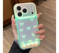 VALRION Compatibile con iPhone 17 Pro Max Custodia carina per le donne TPU+PC Trasparente AntiDrop AntiDrop AntiDrop Moda Luminoso Trend LED Bowknot Voice Sensing Control Flash Phone Cover Giallo