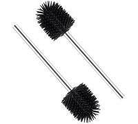 Valschen 2 scopini per WC in silicone, con manico in acciaio inox 201, 8 x 35 x 8 cm, colore nero