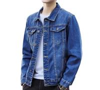 Valtorixia - Giacca in denim classica da uomo, stile casual, slim fit, con moda jeans, cappotto con strappi e difetti, stile trucker, con buchi, M
