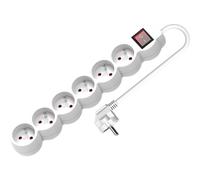 VALUE Ciabatta elettrica a 6 prese UTE con interruttore, prese rotonde, bianco, 3 m