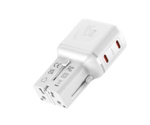 VALUE Caricabatterie da viaggio USB con spina Euro/UK/USA, 2 porte USB-C, 45 W