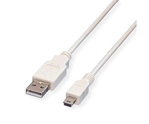 Value | Cavo USB 2.0 | A - Mini a 5 pin | Maschio/| Bianco | 0,8 m