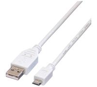 Value Cavo USB USB 2.0 Spina USB-A, Spina USB-Micro-B 3.00 m Bianco Schermato