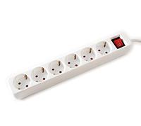 Value - Ciabatta elettrica a 6 prese, con interruttore, protezione da contatto, con protezione per bambini, 6 m, colore: Bianco
