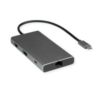 VALUE Docking station USB tipo C, HDMI+DP 4K60, 3x US3.2Gen1 (1x C + 2x A), 1x PD, 1x RJ45