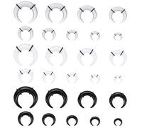 ValueBargain Set di 27 piercing per setto setto setto in ABS e acciaio inox di colore nero bianco e rosa, kit stretching per uomo e donna, allungamento senza dolore e cambio rapido