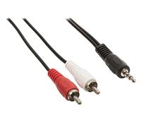 Valueline 5 m, 3,5 mm, da maschio a 2 x RCA maschio, cavo adattatore da Jack Audio Stereo, colore: nero