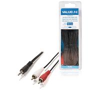 Valueline VLAB22200B100 Cavo Adattatore, Audio Jack Stereo Maschio 3.5 mm a 2xRCA Maschio, Lunghezza 10 m, Nero