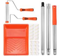 ValueMax Kit di 12 rulli per vernice con vassoio, telai a rulli da 22,9 cm e 10,2 cm, 6 coperture di ricambio in microfibra da 3/8", 3 aste di estensione in acciaio inossidabile, per pareti, soffitti