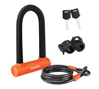 ValueMax Lucchetti a U per Bicicletta 2 in 1, Lucchetto per Bici a U con Cavo Flessibile da 1,8m e Supporto, Lucchetto Bici Antifurto a U per Biciclette, Veicoli Elettrici, Motocicli