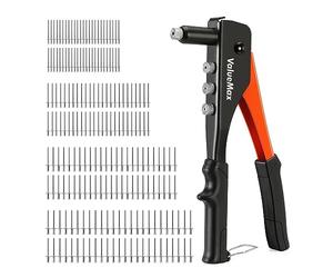 ValueMax Rivettatrice Manuale 4 in 1, Kit Pistola a Rivetti Professionale con 200 Rivetti e Teste (2,4mm, 3,2mm, 4mm, 4,8mm), Pistola Rivettatrice per Progetti Outdoor e Casa