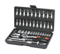 ValueMax Set di 46 Chiavi a Bussola Cr-V, Chiavi a Cricchetto da 1/4", Cassetta degli Attrezzi, Chiavi a Cricchetto con Punte per Cacciavite, per Riparazioni Domestiche, Automobili, Lavoro Meccanico