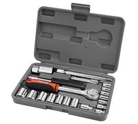 ValueMax Set di chiavi a bussola metriche da 1/4" e 3/8", 21 pezzi, 4-19 mm, con chiave a cricchetto, asta di prolunga adattatore, maniglia girevole