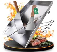 Valuents® Piastra grill in acciaio inossidabile spesso e antiruggine, 44,5 x 26 cm, adatta per barbecue a gas e griglia a carbonella + Plus: spazzola e spatola