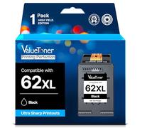 Valuetoner 62XL Nero Compatibile con HP 62 Cartucce 62XL Nero per HP Officejet 250 Mobile Cartucce Envy 5540 5640 7640 5548 5646 5544 Officejet 5740 5742 (1 pacco, nero)