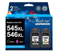 ValueToner PG-545XL CL-546XL Cartucce Sostituzione per Canon 545 546 XL per Pixma MG2550S MX495 TS3150 TR4550 MG2550 MG3050 MG2950 MG2450 TS3151 TR4551 TS3350 (Nero Tri-Colore, 2-Pack)
