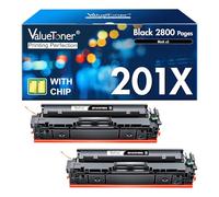 Valuetoner - Toner sostitutivo per HP 201X 201A CF400X CF401X CF402X CF403X CF400A per Color Laserjet Pro MFP M252dw M277c6 M277dw M277n M252n M277 ad alta resa (2 nero)