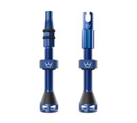 Peaty's Holeshot Fast Flow Valvole Tubeless - Design ad Alto Flusso e Anti-Intasamento, Montaggio Rapido Pneumatici, Alluminio 7075, Valvole Bici Compatibili con Inserti Cerchio MTB, 60mm Blu Navy