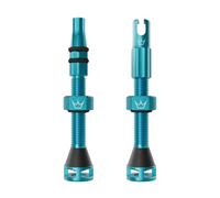 Peaty's Holeshot Fast Flow Valvole Tubeless - Design ad Alto Flusso e Anti-Intasamento, Montaggio Rapido Pneumatici, Alluminio 7075, Valvole Bici Compatibili con Inserti Cerchio MTB, 42mm Turchese