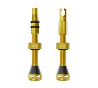 Peaty's Holeshot Fast Flow Valvole Tubeless - Design ad Alto Flusso e Anti-Intasamento, Montaggio Rapido Pneumatici, Alluminio 7075, Valvole Bici Compatibili con Inserti Cerchio MTB, 60mm Oro